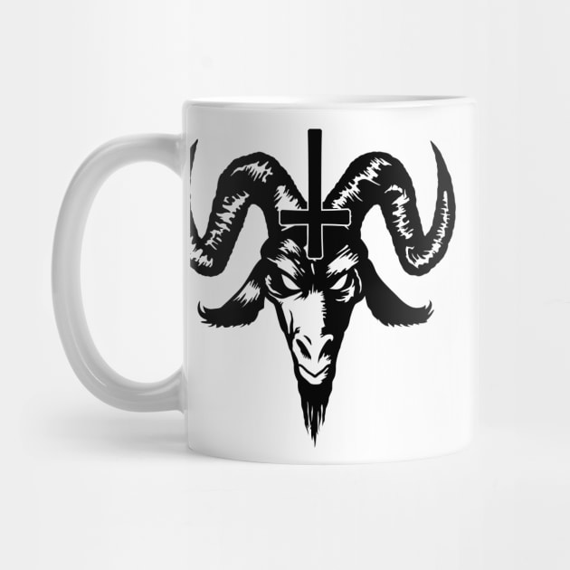 Satanic Goat Head with Cross (black) by Mystic-Land